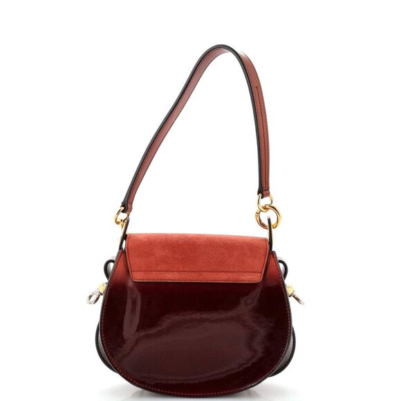 Chloé Red and Brown Leather Suede Patent Tess Bag - Picture 3 of 16